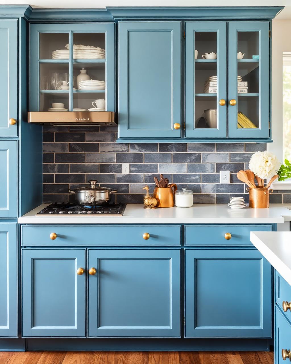 Harbor Kitchen palette — Dusty blue, chalk, brass